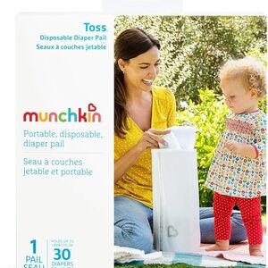 Munchkin Toss Disposable Diaper Pail Portable Holds Up to 30 Diapers